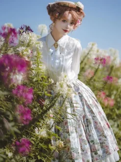ROCOCO Style Lolita Blouses Lolita Top Ruffles Bows Long Sleeves Blouse White Lolita Shirt