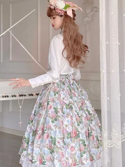 ROCOCO Style Lolita Blouses Lolita Top Ruffles Bows Long Sleeves Blouse White Lolita Shirt