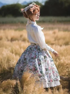 ROCOCO Style Lolita Blouses Lolita Top Ruffles Bows Long Sleeves Blouse White Lolita Shirt
