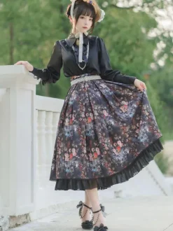 ROCOCO Style Lolita Blouses Lolita Top Ruffles Bows Long Sleeves Blouse White Lolita Shirt