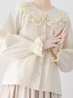 ROCOCO Style Lolita Blouses Lolita Top Purple Long Sleeves Lace Ruffles Lolita Shirt