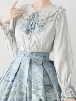 ROCOCO Style Lolita Blouses Lolita Top Purple Long Sleeves Lace Ruffles Lolita Shirt