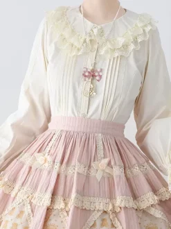 ROCOCO Style Lolita Blouses Lolita Top Purple Long Sleeves Lace Ruffles Lolita Shirt