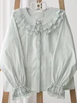 ROCOCO Style Lolita Blouses Lolita Top Purple Long Sleeves Lace Ruffles Lolita Shirt