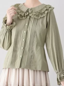 ROCOCO Style Lolita Blouses Lolita Top Purple Long Sleeves Lace Ruffles Lolita Shirt