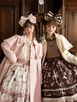ROCOCO Style Lolita Coats Light Brown Coat Bows Overcoat Polyester Fall Lolita Outwears