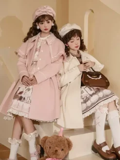 ROCOCO Style Lolita Coats Light Brown Coat Bows Overcoat Polyester Fall Lolita Outwears