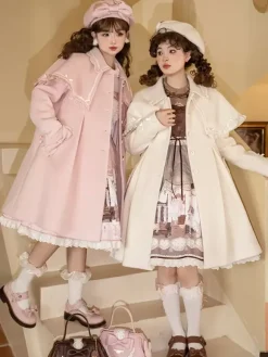 ROCOCO Style Lolita Coats Light Brown Coat Bows Overcoat Polyester Fall Lolita Outwears