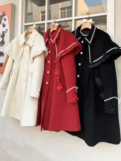 ROCOCO Style Lolita Coats Light Brown Coat Bows Overcoat Polyester Fall Lolita Outwears
