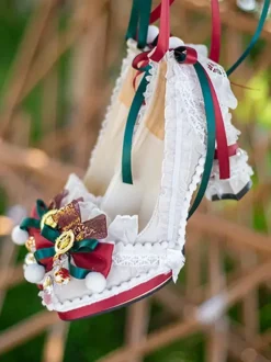 ROCOCO Style Lolita Footwear Light Sky Blue Color Block Bows Lace Ruffles Round Toe PU Leather Lolita Pumps