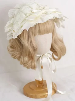 ROCOCO Style Lolita Hat Purple Lace Ruffles Bows Accessory Polyester Lolita Accessories