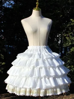 ROCOCO Style Lolita Petticoats Polyester Ruffles Gothic Lolita Petticoat Woman's White Lace Lolita Skirt