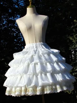 ROCOCO Style Lolita Petticoats Polyester Ruffles Gothic Lolita Petticoat Woman's White Lace Lolita Skirt