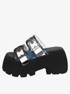 ROCOCO Style Lolita Sandals Round Toe PU Leather Light Sky Blue Lolita Summer Shoes