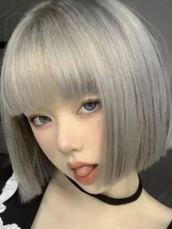 ROCOCO Style Lolita Wig Short Heat-resistant Fiber Gray Lolita Accessories