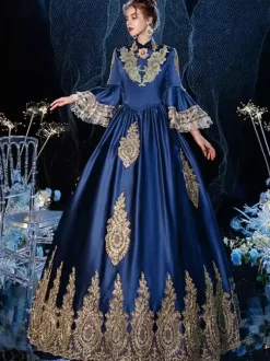 Rococo Victorian Costume Dress Masquerade Lace Cotton Cosplay Costume Carnival
