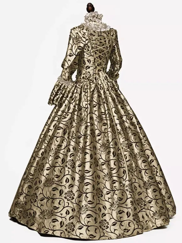Rococo Victorian Dress Lace With Choker Long Length Princess Women's Plus Size Masquerade Party & Evening Carnival of Venice Adults' Dress