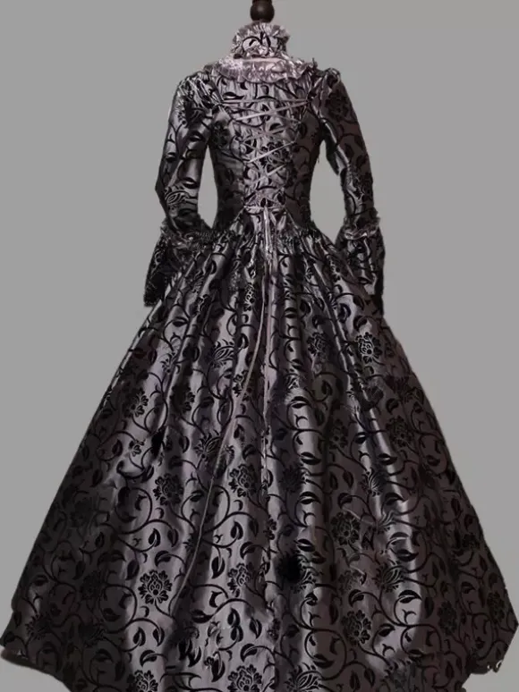 Rococo Victorian Dress Lace With Choker Long Length Princess Women's Plus Size Masquerade Party & Evening Carnival of Venice Adults' Dress