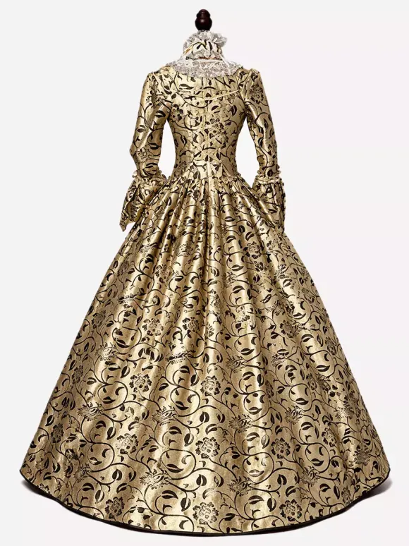 Rococo Victorian Dress Lace With Choker Long Length Princess Women's Plus Size Masquerade Party & Evening Carnival of Venice Adults' Dress