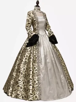 Rococo Victorian Dress Lace With Choker Long Length Princess Women's Plus Size Masquerade Party & Evening Carnival of Venice Adults' Dress