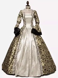 Rococo Victorian Dress Lace With Choker Long Length Princess Women's Plus Size Masquerade Party & Evening Carnival of Venice Adults' Dress