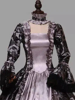 Rococo Victorian Dress Lace With Choker Long Length Princess Women's Plus Size Masquerade Party & Evening Carnival of Venice Adults' Dress