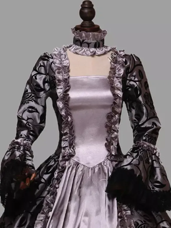 Rococo Victorian Dress Lace With Choker Long Length Princess Women's Plus Size Masquerade Party & Evening Carnival of Venice Adults' Dress