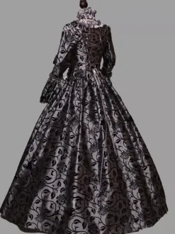 Rococo Victorian Dress Lace With Choker Long Length Princess Women's Plus Size Masquerade Party & Evening Carnival of Venice Adults' Dress