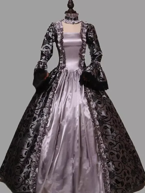 Rococo Victorian Dress Lace With Choker Long Length Princess Women's Plus Size Masquerade Party & Evening Carnival of Venice Adults' Dress
