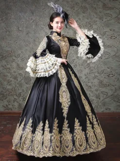 Rococo Victorian Retro Tudor Dress Lace Long Sleeve Blue Classical Lolita Dress