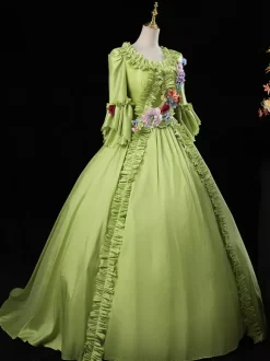 Rococo Women's Dress Vintage Clothing Long Sleeve Ruffles Ball Gown