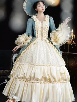 Rococo Women's Dress Vintage Women's Clothing Polyester Jacquard
