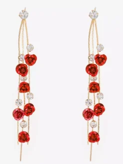 Rose Floral Drop Earrings For Women 2026