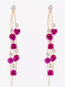 Rose Floral Drop Earrings For Women 2026