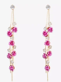 Rose Floral Drop Earrings For Women 2026