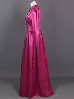 Rose Retro Costumes Ruffles Polyester Floral Print Marie Antoinette Costume Dress Women's Retro Set Vintage Clothing Burgundy