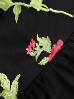 Rose Embroidered Vintage Midi Swing Dress for Women - 1950s Off Shoulder Style A-Line - Summer Tea Party 2026