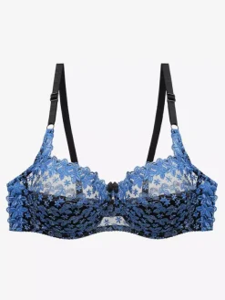 Rose Full Coverage Two-Tone Daily Casual Embroidered Lingerie Bra