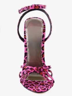 Rose Red Ankle Strap Leopard Print Cloth Sexy Sandals