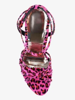 Rose Red Ankle Strap Leopard Print Cloth Sexy Sandals