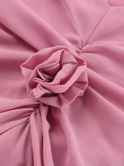 Rosette Ruffle Backless Ruched Mermaid Maxi Dress For Women 2026