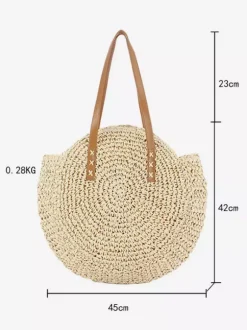 Round Shoulder Bag Paper Rope Woven Beach Bag For Women 2026