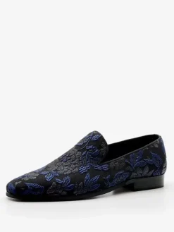 Round Toe Polyester Slip On Loafer Shoes For Men Prom Homecoming Wedding Shoes