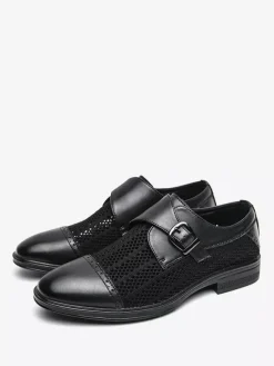 Round Toe PU Leather Mens Monk Loafer Shoes