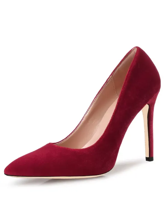 Royal Blue High Heels Velvet Pointed Toe Stiletto Heel Slip On Pumps Women Shoes
