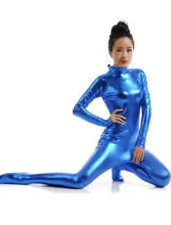 Royal Blue Adults Bodysuit Cosplay Jumpsuit Shiny Metallic Catsuit