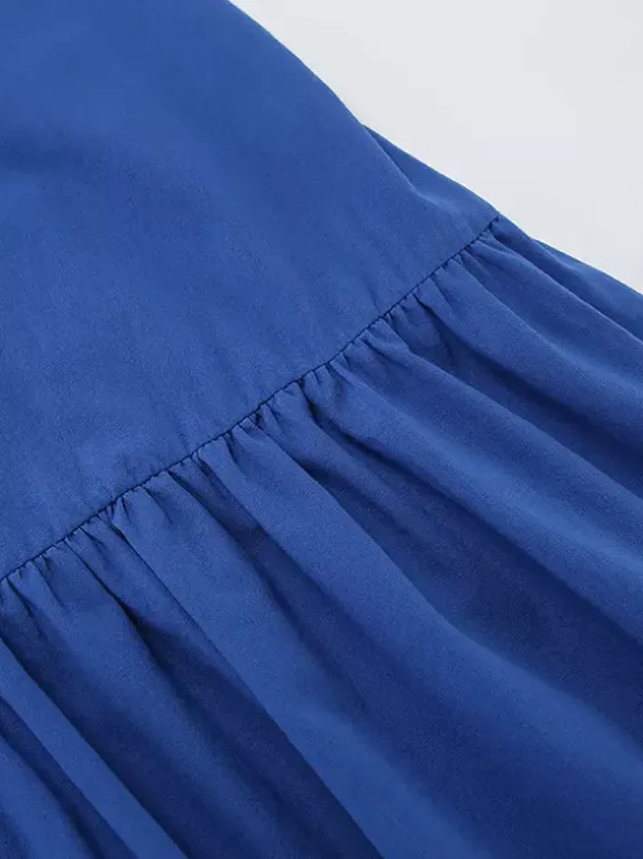 Royal Blue 100% Cotton Women's Maxi Dress - Criss Cross Backless Strappy Sundress - V-neck Summer Beach Vacation Dress 2026