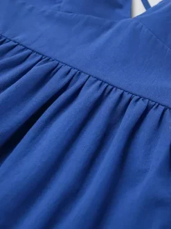 Royal Blue 100% Cotton Women's Maxi Dress - Criss Cross Backless Strappy Sundress - V-neck Summer Beach Vacation Dress 2026