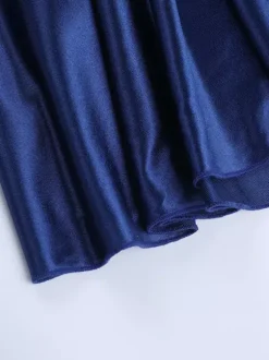 Royal Blue Women Maxi Slit Dress - Elegant Halter Neck Asymmetric Ruffle Hem Gown - Vintage Glam Summer Party Wear 2026