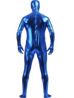 Royal Blue Zentai Suit Adults Full Body Shiny Metallic Bodysuit for Men